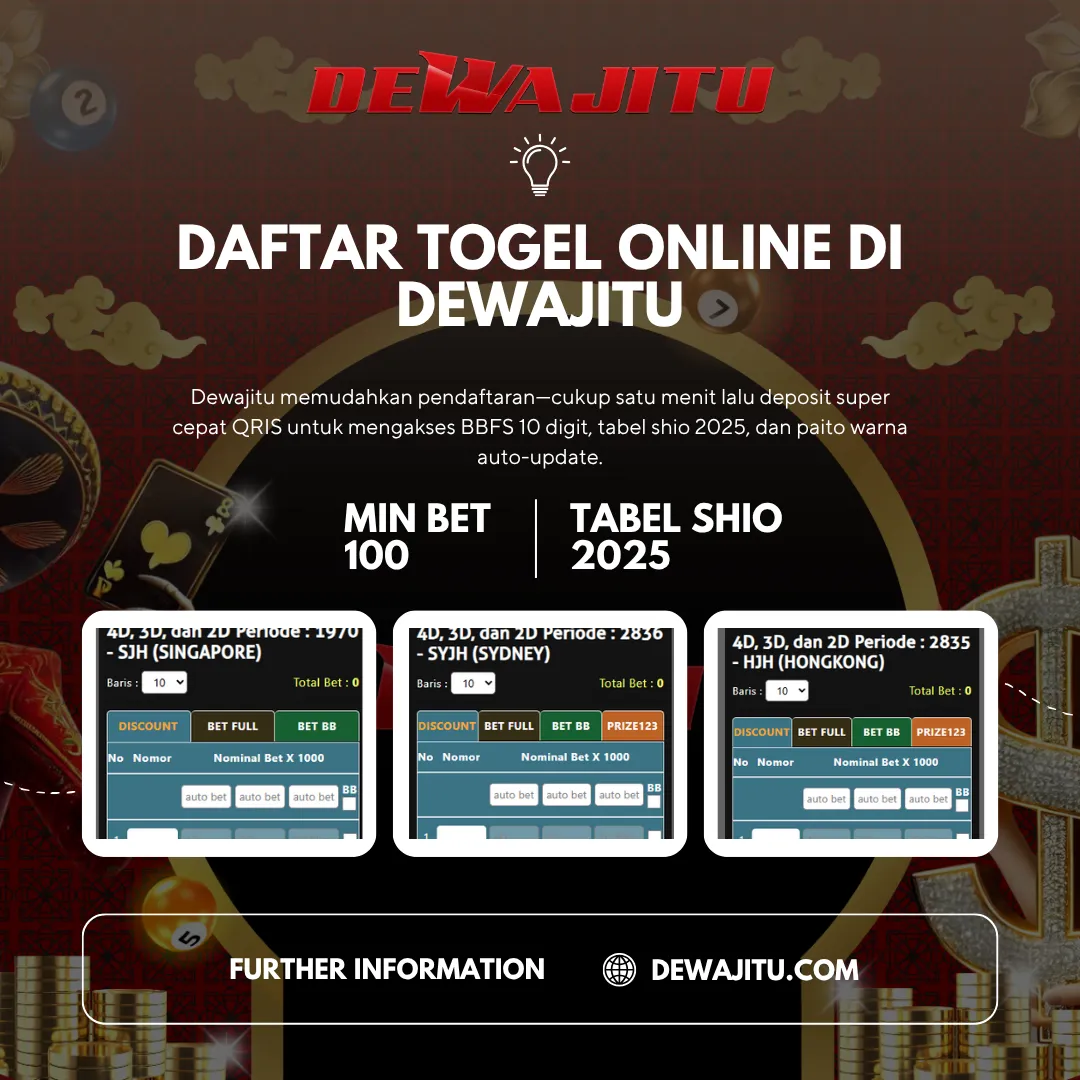 Daftar Togel Online di Dewajitu 🎾 BBFS, Shio, Paito Warna & Data Keluaran Lengkap Harian